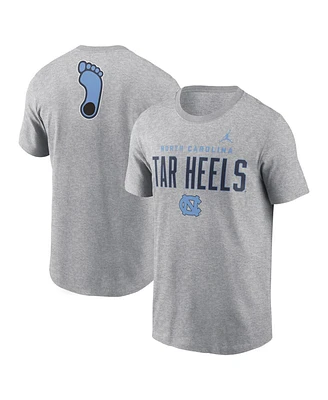 Jordan Men's Heather Gray North Carolina Tar Heels Campus 2-Hit Primary Mascot T-Shirt