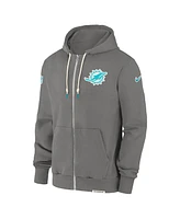 Nike Men's Pewter Miami Dolphins Player Full-Zip Performance Hoodie