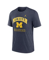 Jordan Men's Navy Michigan Wolverines Arch Over Logo Tri-Blend T-Shirt