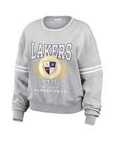 Wear by Erin Andrews Women's Heather Gray Los Angeles Lakers French Terry Pullover Sweatshirt