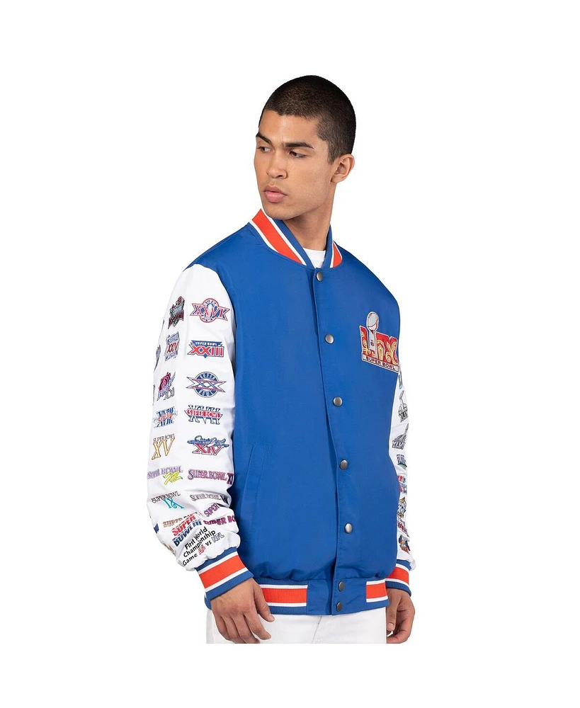 Starter Men's Blue Super Bowl Lix Commemorative Full-Snap Varsity Jacket