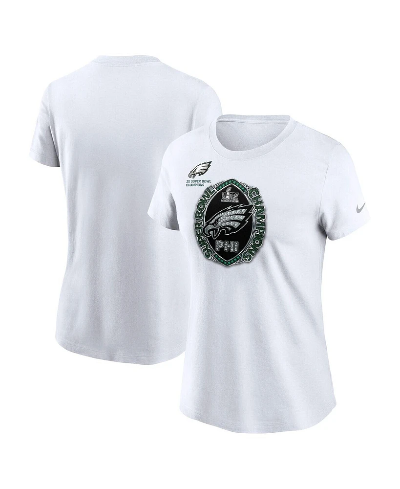 Nike Women's White Philadelphia Eagles Two-Time Super Bowl Champions Ring Top