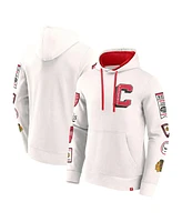 Fanatics Men's White Chicago Blackhawks Letterman Fleece Pullover Hoodie