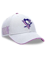 Fanatics Men's White Pittsburgh Penguins Authentic Pro Hockey Fights Cancer Adjustable Hat