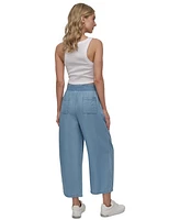 Dkny Jeans Petite Embroidered Wide-Leg Ankle Pants