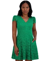 Jessica Howard Women's Lace Cap-Sleeve N-Neck Dress