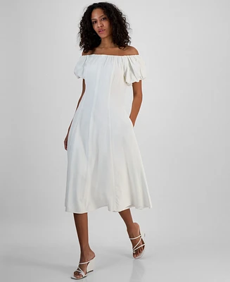 Sam Edelman Women's Off-The-Shoulder Puff-Sleeve A-Line Dress