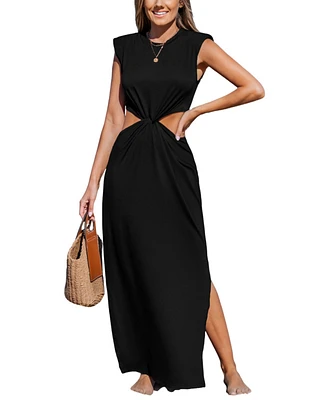 Women's Chic Temptation Black Midi Beach Dress