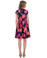 Jessica Howard Petite Floral Cap-Sleeve Fit & Flare Dress