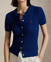 Polo Ralph Lauren Women's Cable-Knit Cotton Short-Sleeve Cardigan Sweater