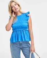 On 34th Women's Flutter-Sleeve Smocked Peplum Top, Exclusively at Macy's