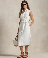 Polo Ralph Lauren Women's Belted Oxford Sleeveless Shirtdress