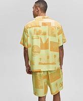 Mode of One Men's Short-Sleeve Photoreal Collage Camp Collar Shirt, Exclusively at Macy's