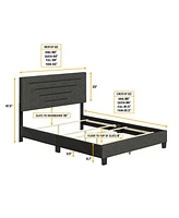 Cordoba Linen Upholstered Platform Bed Frame with Adjustable Headboard