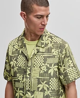 Mode of One Men's Short-Sleeve Vacation Palm Camp Collar Shirt, Exclusively at Macy's