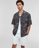 Mode of One Men's Relaxed-Fit Embroidered Button-Down Poplin Camp Shirt, Exclusively at Macy's