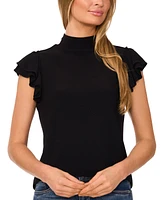 CeCe Women's Double Ruffle-Sleeve Mock-Neck Top