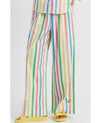 Chinti and Parker Women's & Linen-Cotton Snoopy Stripe Trousers