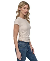 Dkny Jeans Women's Ribbed Cap-Sleeve T-Shirt