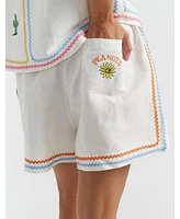 Chinti and Parker Women's & Linen-Cotton Peanuts Vacation Shorts