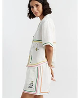 Chinti and Parker Women's & Linen-Cotton Peanuts Vacation Shorts