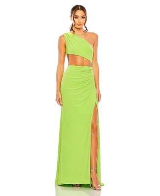 Mac Duggal Women's Cut Out One Shoulder Ruched Back Gown