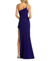 Women's One Shoulder Gown with Embellished Slit