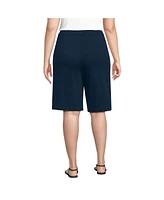 Lands' End Plus Size Sport Knit High Rise Pleated 12" Bermuda Shorts