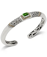 Devata Peridot & Bali Cuff Bracelet in Sterling Silver and 18K Gold Accents