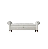 63 Inch Upholstered Storage Bench with Rolled Arms, Tufted Velvet Ottoman Large Hidden Compartment-The Pop Home