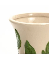LuxenHome Ivory with Yellow Lemons Ceramic 13.8-Inch Tall Vase