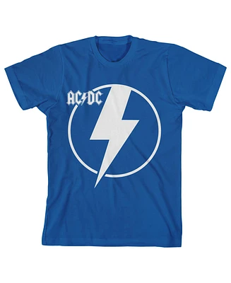 Ac/Dc Boys Acdc Thunderbolt Icon Crew Neck Short Sleeve Royal Blue T-shirt -Large