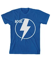 Acdc Thunderbolt Icon Crew Neck Short Sleeve Royal Blue Boy's T-shirt-Large