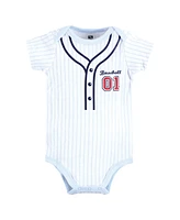 Hudson Baby Infant Boy Cotton Bodysuit, Pant and Shoe Set, Lt Blue Baseball, 9-12 Months