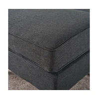 Mid-Century Modern Upholstered Ottoman, Rectangular Footrest with Wooden Legs for Living Room & Bedroom-The Pop Home