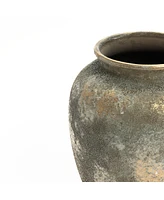LuxenHome Rustic Gold and Brown Terracotta 13.6-Inch Tall Urn Vase