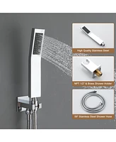 Thermostatic 4-Function Shower System with Handheld Shower Head Dual Shower Head with Side Body Jets Shower Faucet, Chrome