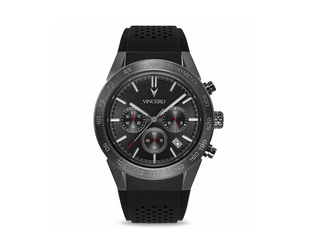 Vincero Men's Rogue Chronograph Watch in Gunmetal with Red Accents & Silicone Strap
