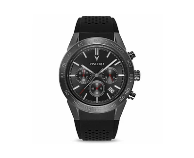 Vincero Men's Rogue Chronograph Watch in Gunmetal with Red Accents & Silicone Strap