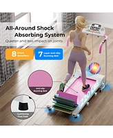 Foldable Treadmill, Freestanding Easy Assembly Folding Treadmill with 12 Preset Programs, Lcd Monitor, Built-in Wheels & Pulse Sensor, Portable Compac