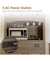 Farmhouse Kitchen Pantry, Storage Cabinet with Power Outlets