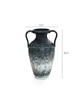 LuxenHome Mottled Gray Ceramic 18.5-Inch Tall Vase