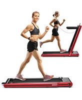 2-in-1 Folding Walking Pad Treadmill with Dual Led Display