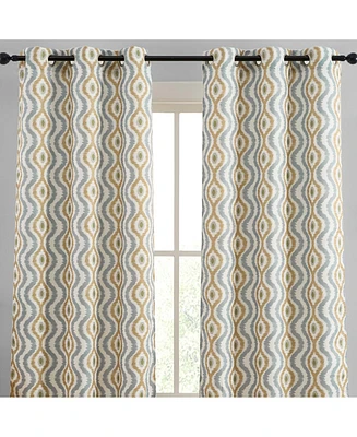 Hlc.me Tanner Ogee Ikatt Damask Patterned Window Grommet Curtains Bedroom
