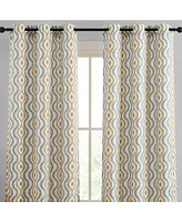 Hlc.me Tanner Ogee Ikatt Damask Patterned Window Grommet Curtains Bedroom