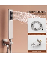 Luxury Shower System with Body Jets and Handheld Head Wall Mount 3 Function Faucet Set, Matte Black
