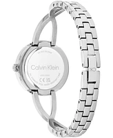 Calvin Klein Women's Sculpted Embrace Silver Tone Stainless Steel Bracelet Watch, 28mm