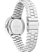 Calvin Klein Women's Twisted Bezel Silver Tone Stainless Steel Bracelet Watch, 34mm