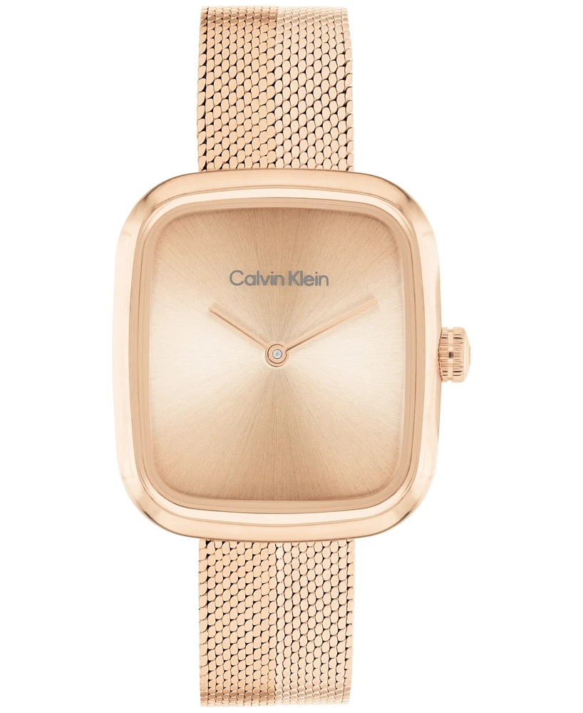 Calvin Klein Women's Adore Rose Gold Tone Stainless Steel Mesh Bracelet Watch, 30mm