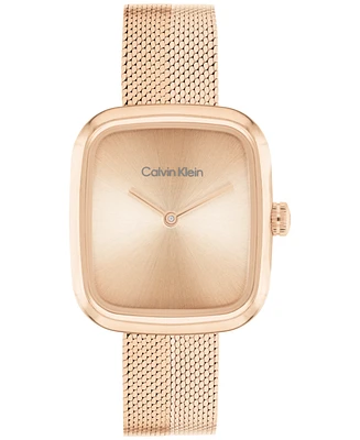 Calvin Klein Women's Adore Rose Gold Tone Stainless Steel Mesh Bracelet Watch, 30mm